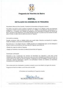 Edital - Instalação da Assembleia de Freguesia
